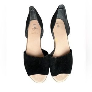 J. Jill black suede open toe d'orsay flat